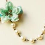 sea foam cherry blossom necklace