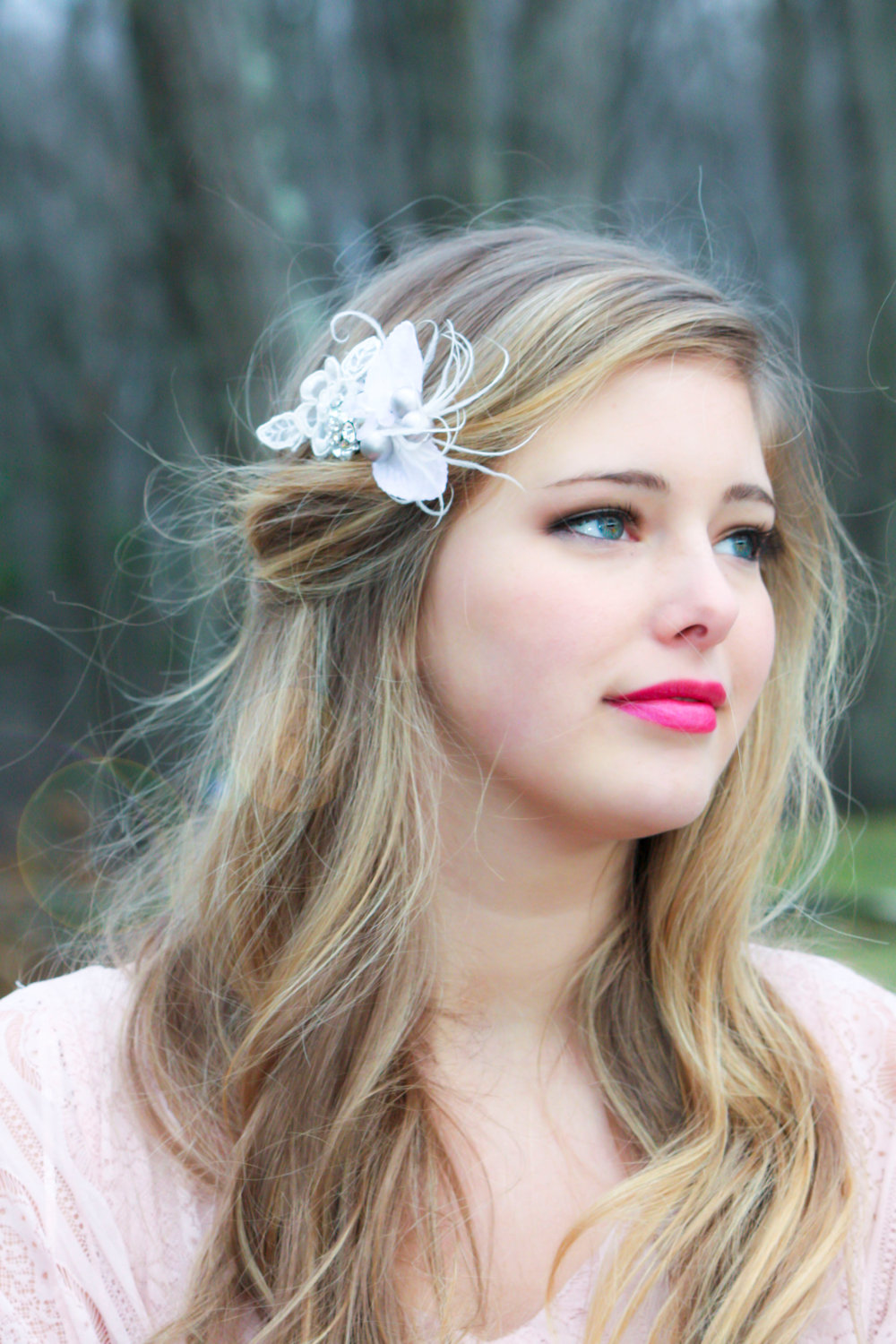 bridal headpiece bridal feather hair clip feather fascinator