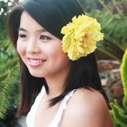Sunbeam - sunshine yellow peony blossom hair clip