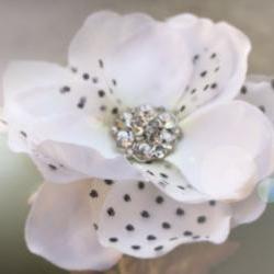 polka dot soft tulle bridal hair clip, rhinestone hair clip