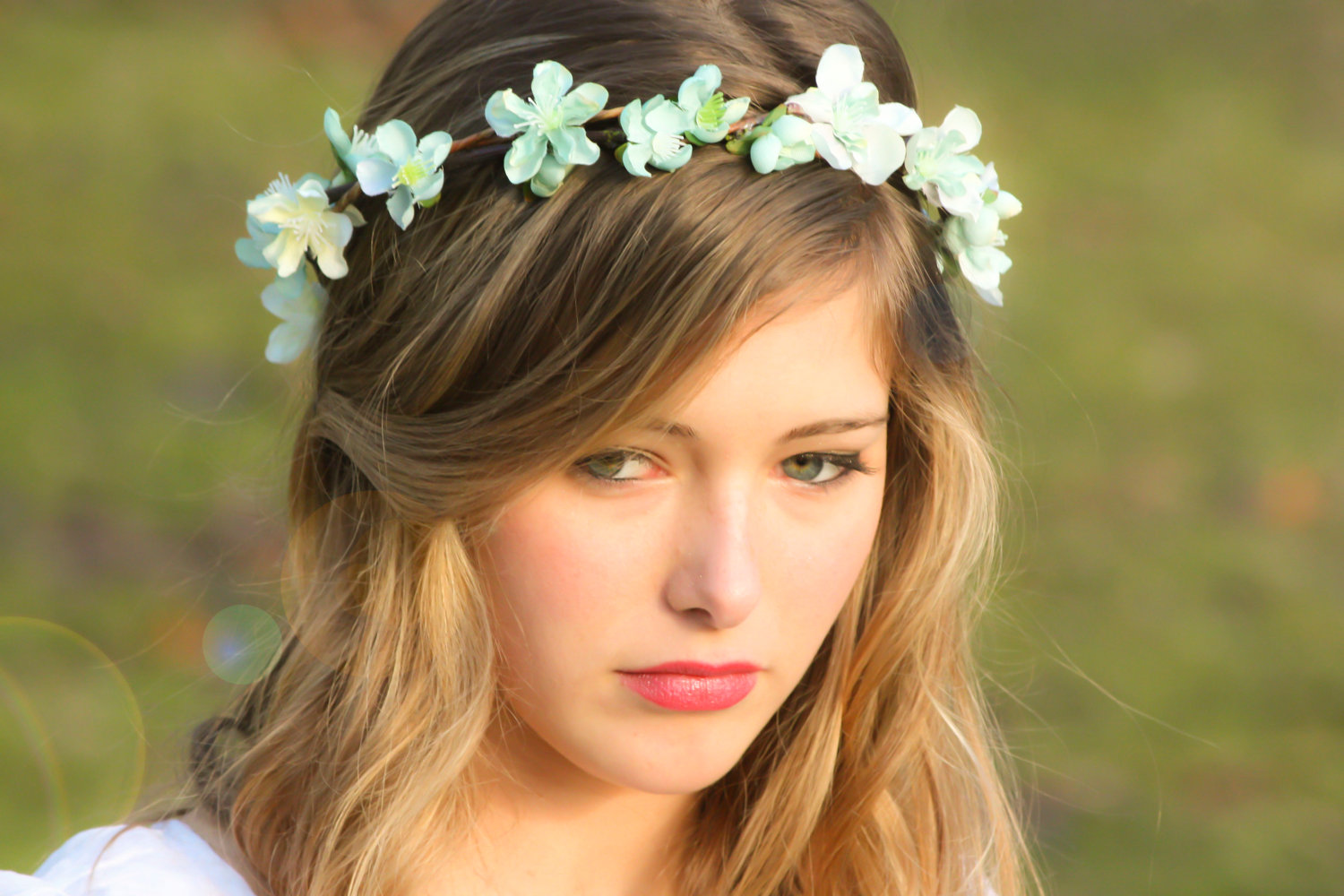 ... , head wreath in seafoam, hair accessories, bridal, flower girl